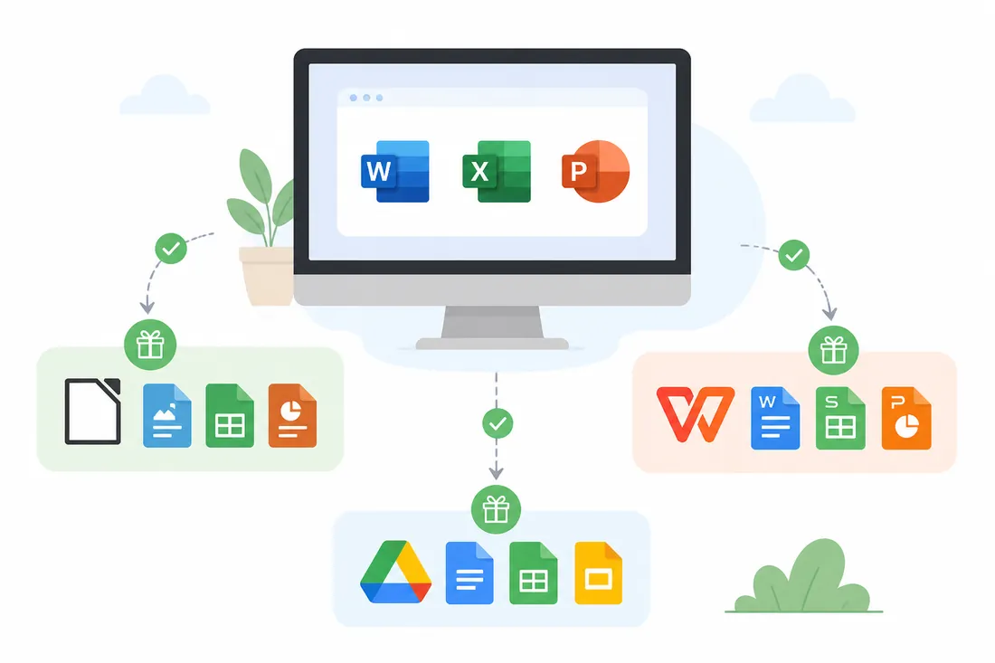 Ilustração: Alternativas Grátis ao Pacote Office: LibreOffice, WPS e Google