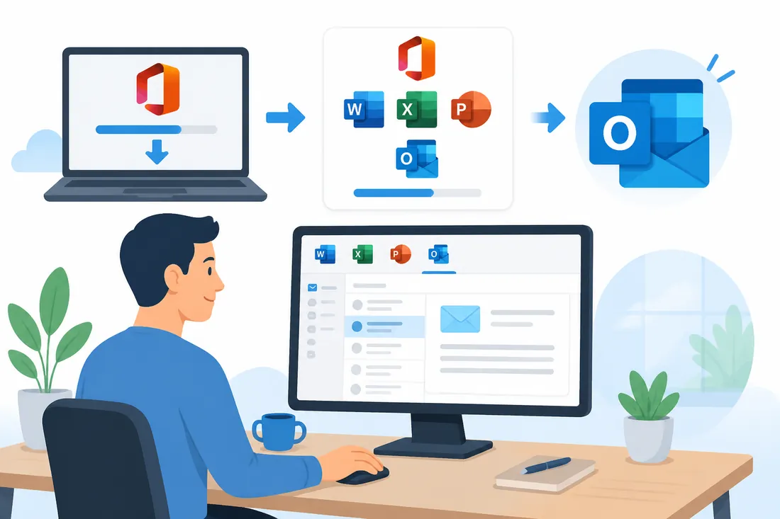 Ilustração: Baixar e Usar o Outlook do Pacote Office