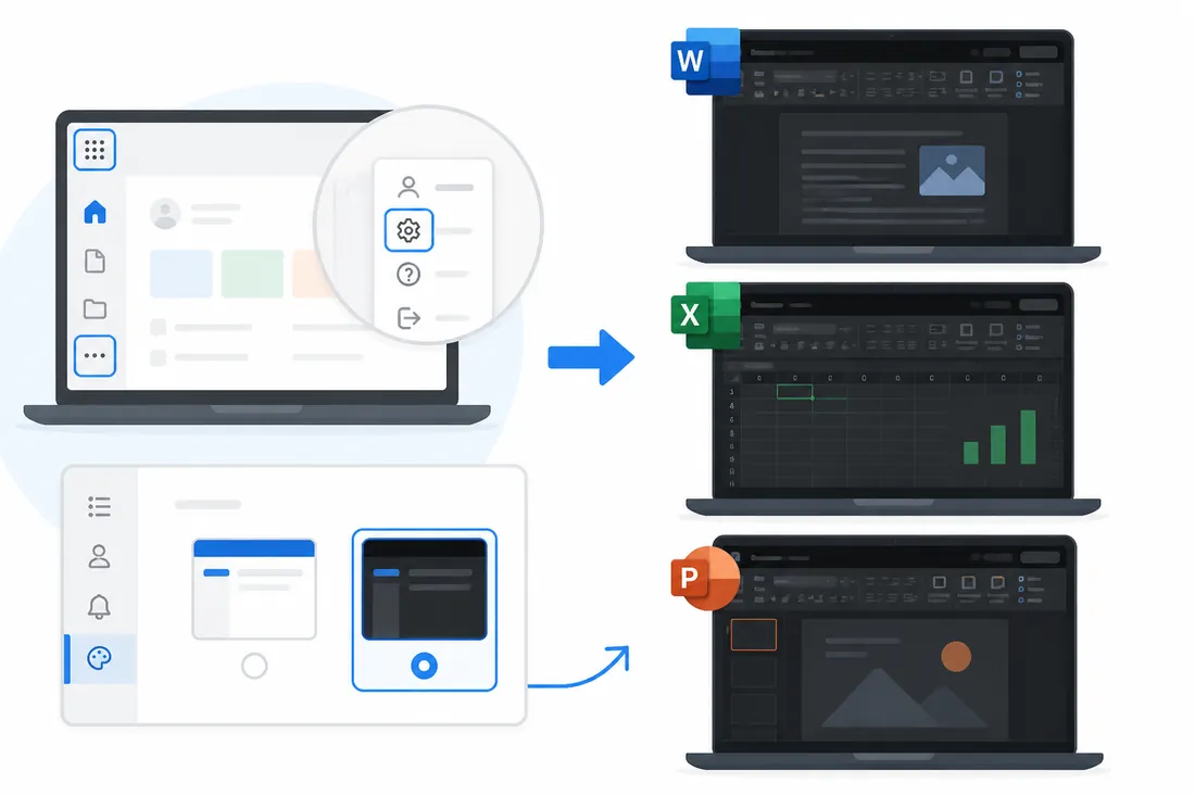 Ilustração: Como ativar o tema escuro no Office (Word, Excel e PowerPoint)